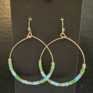 Beaded Hoop Dangle Earrings